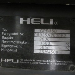 Heftruck Heli CPD35B, elektrisch, triplomast, side shift. 5